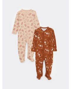 V Neck Long Sleeve Printed Baby Boy Jumpsuit 2-Pack