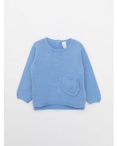 Crew Neck Long Sleeve Basic Baby Girl Tricot Sweater