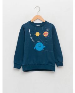 Crew Neck Printed Long Sleeve Boy Sweatshirt