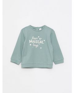 Crew Neck Long Sleeve Printed Baby Girl Sweatshirt