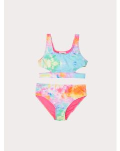 Tie-Dye Patterned Bikini for Girls in Stretchy Fabric