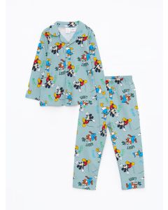 Polo Neck Long Sleeve Disney Printed Baby Boy Pajama Set