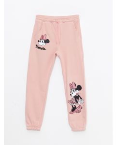 Elastic Waist Minnie Mouse Printed Girl's Tracksuit Bottoms