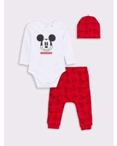 Crew Neck Long Sleeve Mickey Mouse Printed Cotton Baby Boy Hospital Outlet Set 3 Piece Set