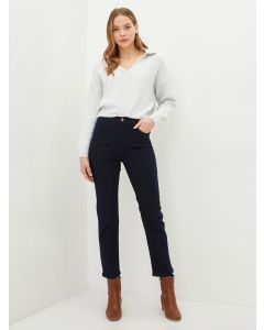 Skinny Fit Regular Pocket Detailed Women's Denim Trousers