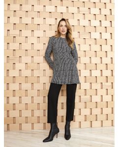 Crew Neck Patterned Long Sleeve Women's Tunic