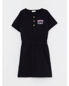 Crew Neck Short Sleeve Girl Dress