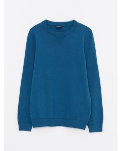 Crew Neck Basic Long Sleeve Boy Tricot Sweater