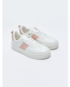 Women's Leather-Look Lace-Up Sneaker