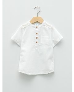 Crew Neck Short Sleeve Basic Poplin Baby Boy Shirt