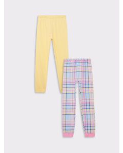 Elastic Waist Cotton Girl Pajama Bottoms 2-Pack