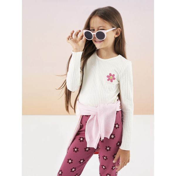 Crew Neck Embroidered Long Sleeve Girl T-shirt