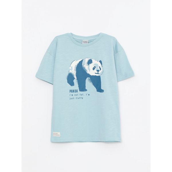 Crew Neck Printed Short Sleeve Cotton Boy T-shirt