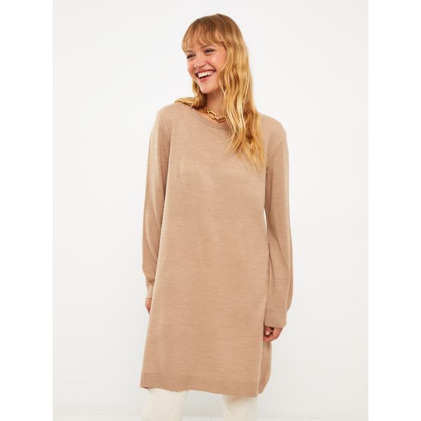 Crew Neck Regular Long Sleeve Women's Tricot Tunic