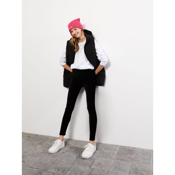 Elastic Waist Regular Velvet Women's Tights