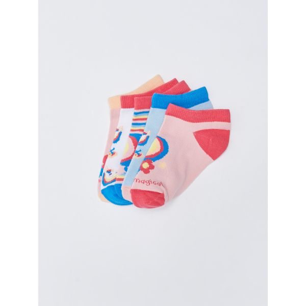 Patterned Girl Booties Socks 5-Pack