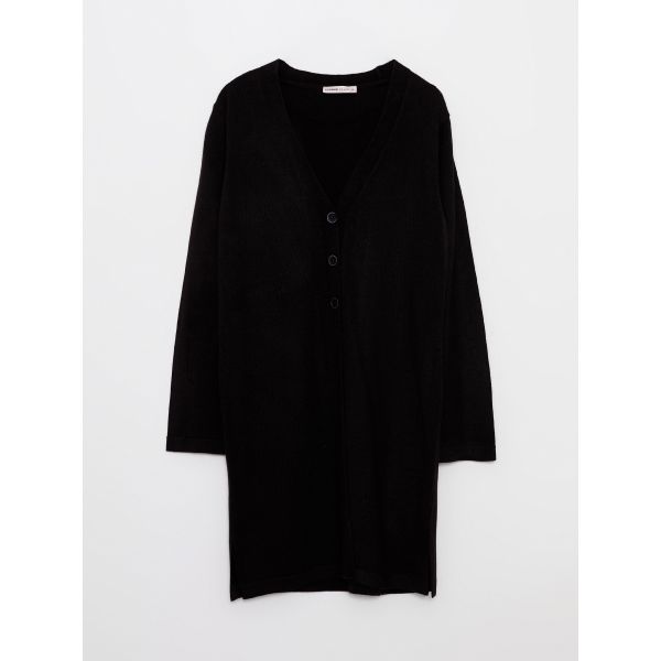 كارديجان منسوج بأكمام طويلة وياقة V