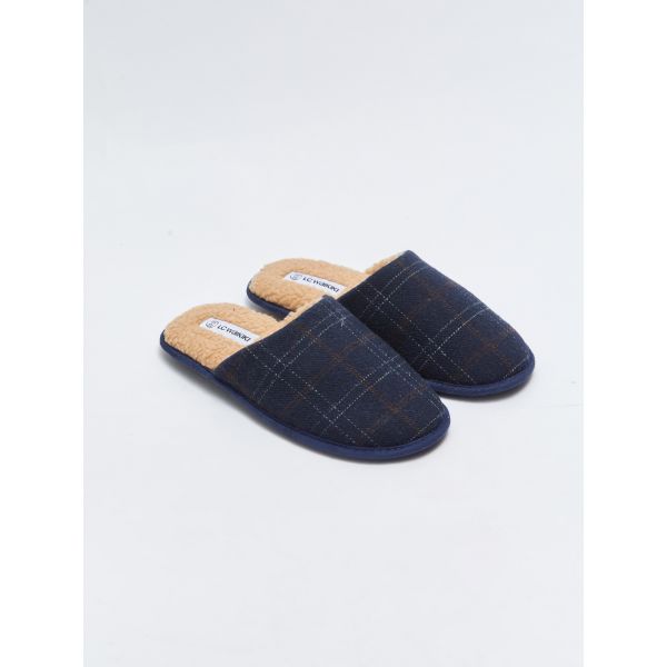 Checked Patterned Closed Front Men's Indoor Slippers