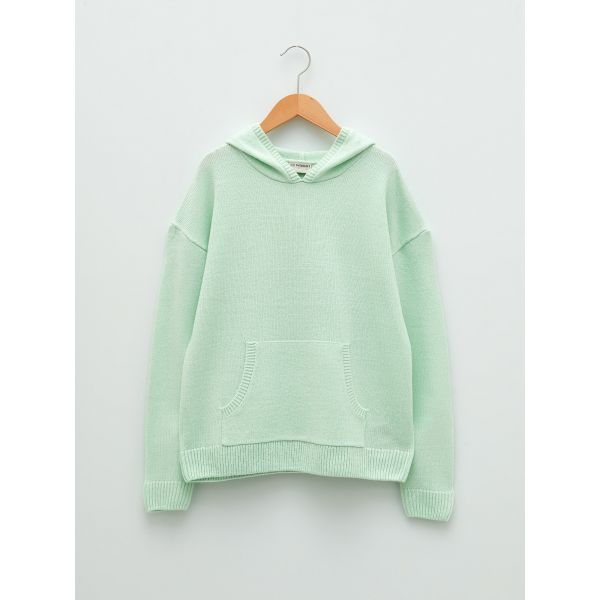 سترة تريكو للبنات بأكمام طويلة وهودي