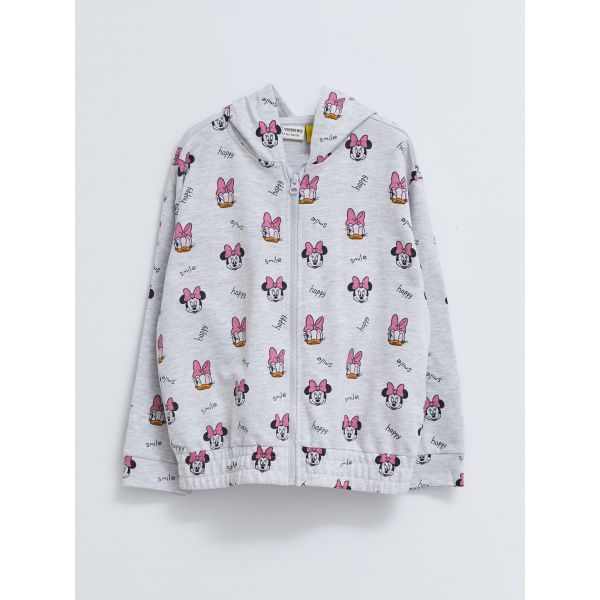 Hoodie Girl Minnie Mouse and Daisy Duck Printed Long Sleeve Zippered Sweatshirt