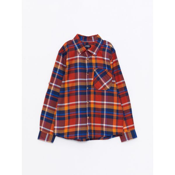 Plaid Long Sleeve Gabardine Boy Shirt