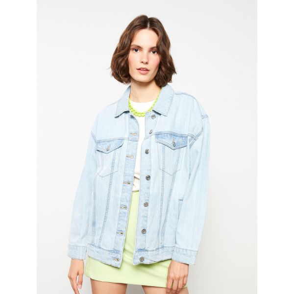 Shirt Neck Regular Long Sleeve Women's Jean Jacket