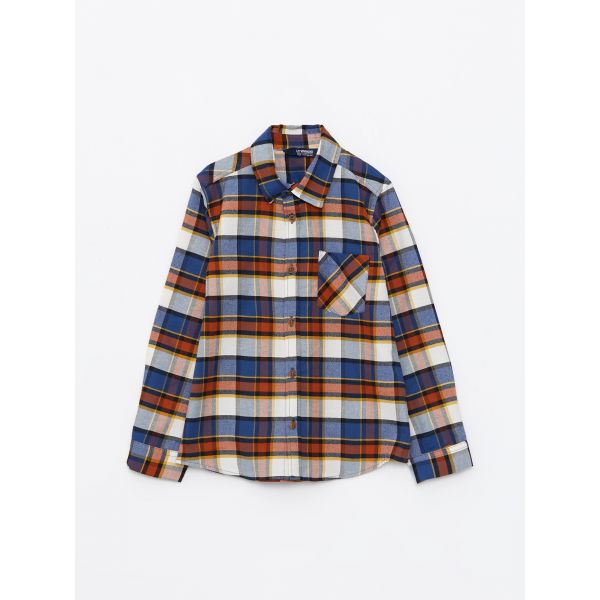 Plaid Long Sleeve Gabardine Boy Shirt