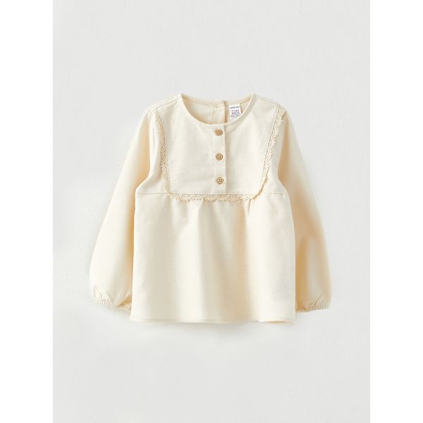 Crew Neck Long Sleeve Baby Girl Blouse