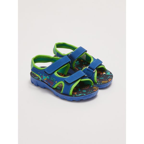 Printed Double Banded Hook and Loop Boys Sandals