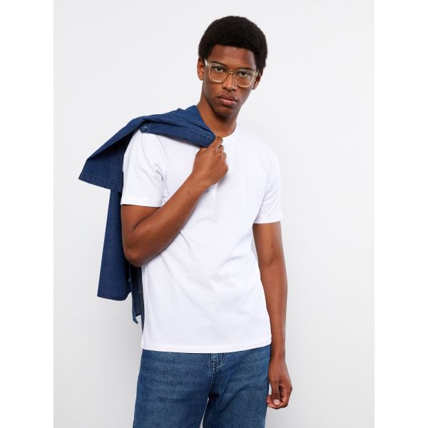 تى شيرت قطن باكمام قصيره ورقبه دائريه  للرجال