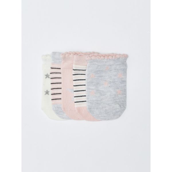 Patterned Baby Girl Booties Socks 5 Pieces