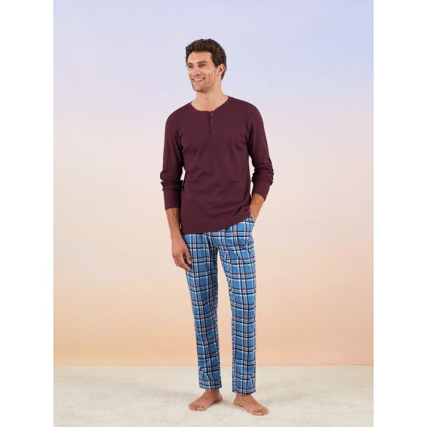 Standard Fit Plaid Men's Pajama Set