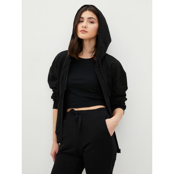 Hooded Regular Long Sleeve Women's Sports Cardigan