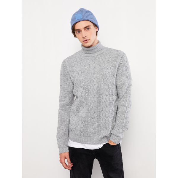 Turtleneck Long Sleeve Men's Tricot Sweater