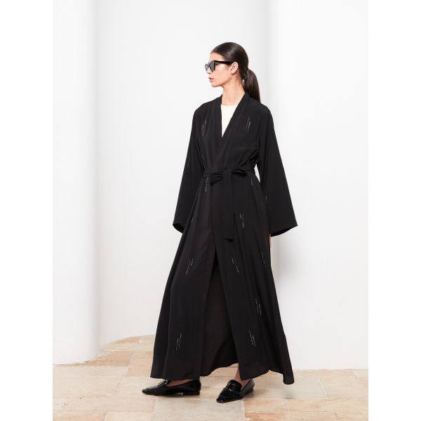 رداء صيني نسائي بأكمام طويلة وياقة طوق الحجر