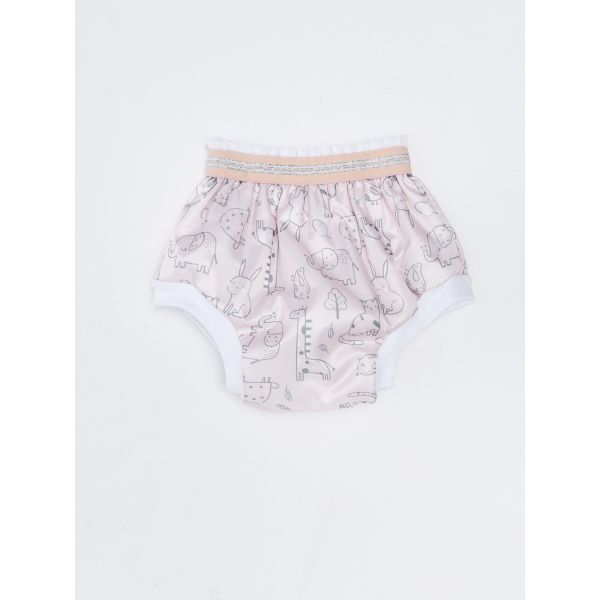 سروال بناتي بطبعة وخصر مرن