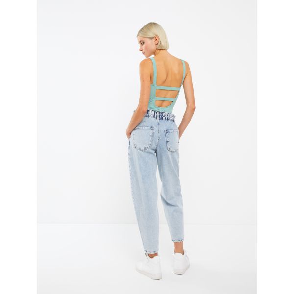 High Waisted Slouchy Regular Women's Denim Trousers