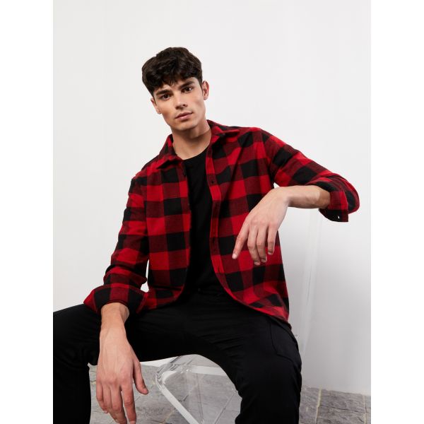 Regular Fit Long Sleeve Plaid Men's Lumberjack Shirt