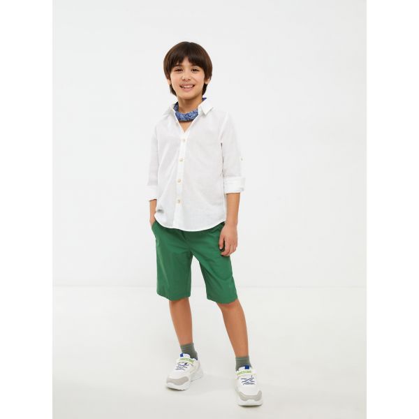 Basic Elastic Waist Poplin Boy Shorts