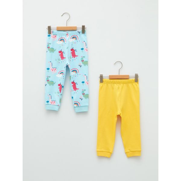 Elastic Waist Cotton Baby Girl Pajama Bottoms 2-Pack