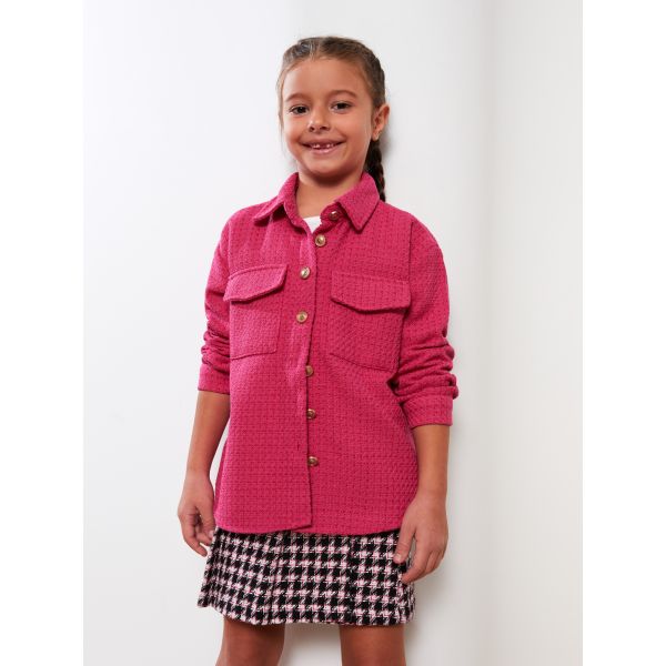 Patterned Long Sleeve Girl Shirt Jacket