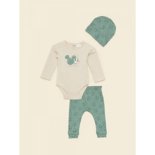 Crew Neck Long Sleeve Mickey Mouse Printed Organic Cotton Baby Boy Hospital Outlet Set