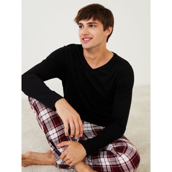 V-Neck Long Sleeve Men's Undershirt