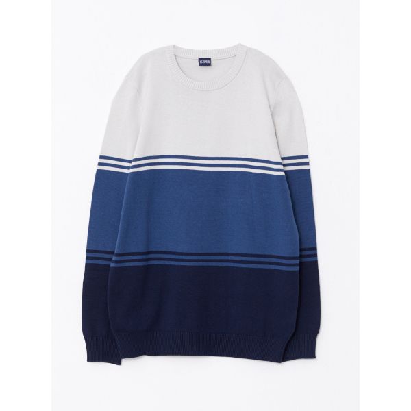 Crew Neck Long Sleeve Boy Tricot Sweater with Color Block