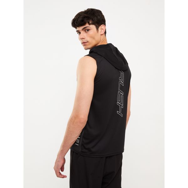 Hooded Sleeveless Printed Men's Sports Singlet