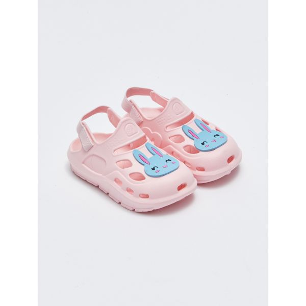 3D Patch Detailed Elastic Baby Girl Beach Sandal
