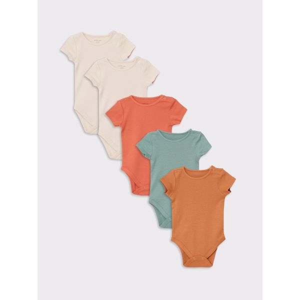 بادي بأكمام قصيرة ورقبة مستديرة - 5 قطع