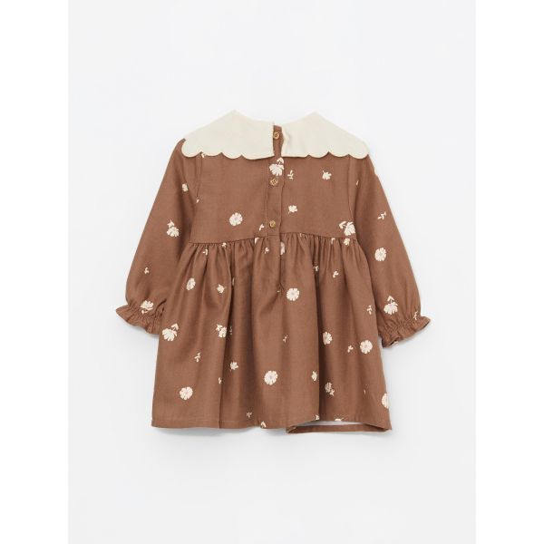 Crew Neck Long Sleeve Printed Baby Girl Dress