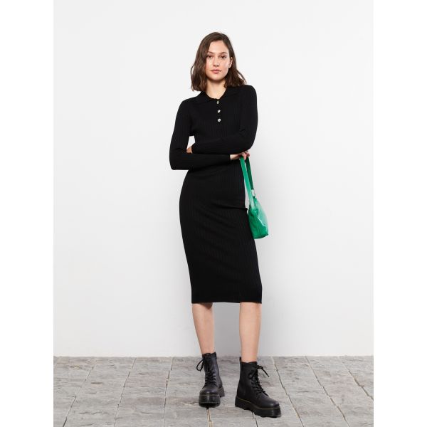 Shirt Neck Regular Long Sleeve Women's Tricot Dress