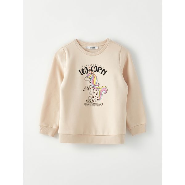 Crew Neck Printed Long Sleeve Girl Sweatshirt